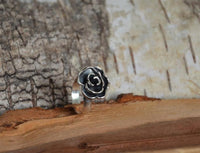 Cargar imagen en el visor de la galería, Ring oxidiert glänzend Rose 925 Silber verstellbar
