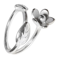 Cargar imagen en el visor de la galería, Silberring Blume zwei Blätter weiß 925 Sterling Silber
