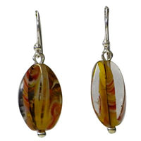 Load image into Gallery viewer, Glasohrringe, Bunt, länglich-gerundet, 925er Sterlingsilber-Bügel, ca.17x7mmØ
