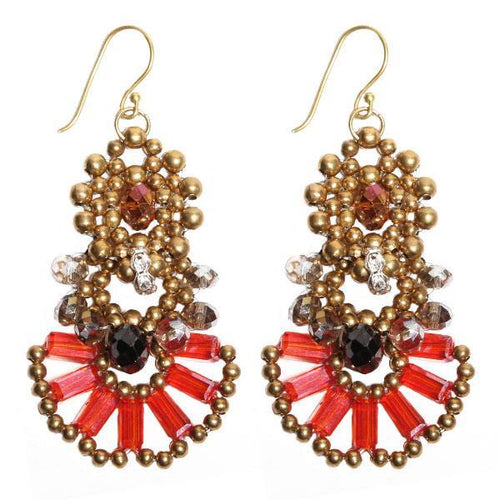 Brass Glaskristall Ohrringe koralle silber gold schwarz Glitzerring Ohrhänger Ethno Designer