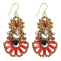 Load image into Gallery viewer, Brass Glaskristall Ohrringe koralle silber gold schwarz Glitzerring Ohrhänger Ethno Designer
