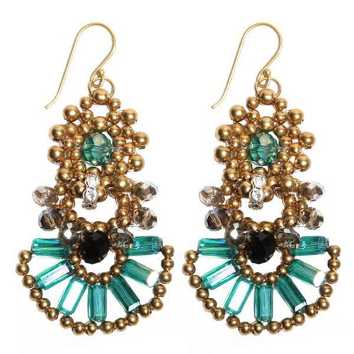 Brass Glaskristall Ohrringe türkis silber gold schwarz Glitzerring Ohrhänger Ethno Designer