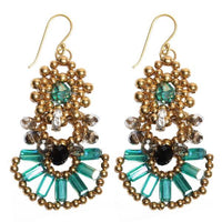 Load image into Gallery viewer, Brass Glaskristall Ohrringe türkis silber gold schwarz Glitzerring Ohrhänger Ethno Designer

