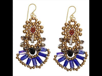 Load image into Gallery viewer, Brass Glaskristall Ohrringe lila silber gold schwarz Glitzerring Ohrhänger Ethno Designer
