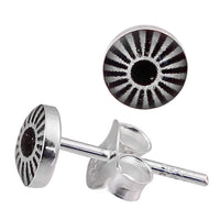Load image into Gallery viewer, Silberohrstecker Sonne weiß schwarz Ohrstecker Glas 925 Sterling Silber Unisex Ohrringe Schmuck
