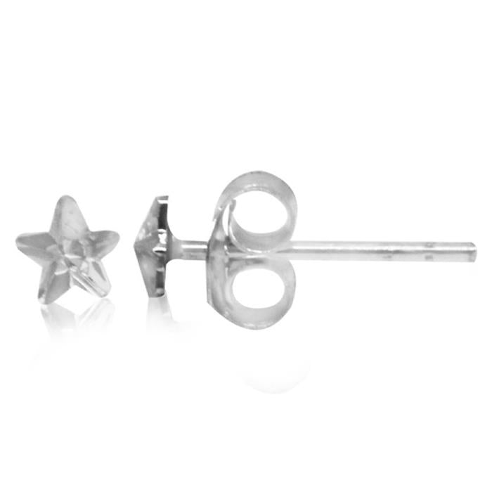 Ohrstecker Glas transparent hellgrün scheinend, 5 mm Ø, facettiert, glitzernd, 925er Sterlingsilber-Stift