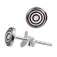 Cargar imagen en el visor de la galería, Silberohrstecker Kreise weiß schwarz Ohrstecker Glas 925 Sterling Silber Unisex Ohrringe Schmuck
