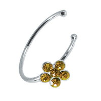 Load image into Gallery viewer, Nostril Piercing Nasenring 925 Sterling Silber Kristall Blume gelb Glitzer Kugelenden
