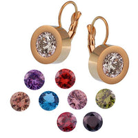 Cargar imagen en el visor de la galería, Glitzer Glas Kristall Ohrringe gold weiß Edelstahl rund 12 mm Ohrhänger Wechsel Schmuck Glaskristall
