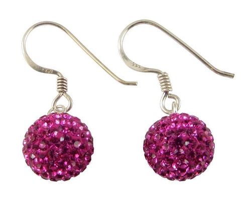 Glitzerkugel violett 8 mm Kristall Ohrringe 925er Sterling Silber Damen Glitzer Schmuck Kugel