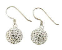 Cargar imagen en el visor de la galería, Glitzerkugel weiß 10 mm Kristall Ohrringe Ohrhänger 925er Silber Damen Glitzer Schmuck Kugel
