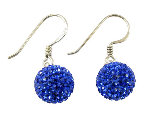 Glitzerkugel safir blau 8 mm Kristall Silberohrringe Ohrringe 925er Silber Damen Glitzer Kugel