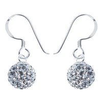 Load image into Gallery viewer, Glitzerkugel weiß Kugel 8 mm Kristall Ohrringe Ohrhänger 925er Sterling Silber Damen Glitzer Schmuck
