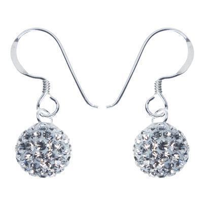 Glitzerkugel Kristall weiß bunt schillernd 12mm Silberohrringe Ohrringe 925er Silber Glitzer Schmuck