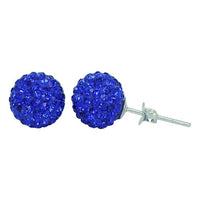 Load image into Gallery viewer, Glitzerkugel safir blau 10 mm Kristall Ohrstecker Ohrringe 925er Silber Damen Glitzer Schmuck
