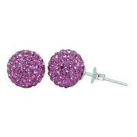 Load image into Gallery viewer, Glitzerkugel rosa 10 mm Kristall Silberohrstecker Ohrstecker Ohrringe 925er Silber Damen Glitzer
