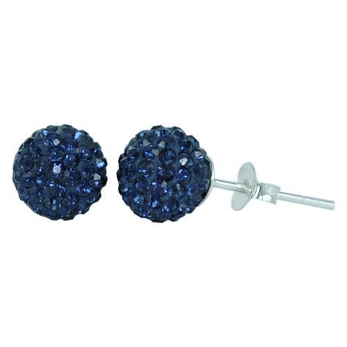 Glitzerkugel montana blau 8 mm Kristall Ohrstecker Ohrringe 925er Silber Damen Glitzer Schmuck