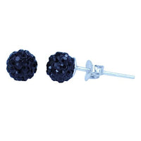 Load image into Gallery viewer, Glitzerkugel jet schwarz 6 mm Kristall Ohrstecker Ohrringe 925er Silber Damen Glitzer Schmuck
