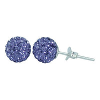 Load image into Gallery viewer, Glitzerkugel Amethyst lila 8 mm Kristall Silberohrstecker Ohrstecker 925er Silber Damen Glitzer
