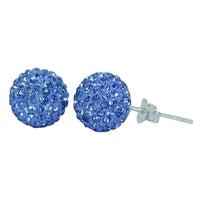 Load image into Gallery viewer, Glitzerkugel light safir hell blau 10 mm Kristall Ohrstecker Ohrringe 925er Silber Glitzer Schmuck

