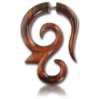 Load image into Gallery viewer, Fake Holz Piercing Spitze Haken Spirale Narra Wood Plug nickelfrei Edelstahl Ohrstecker Organic

