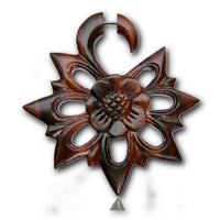 Load image into Gallery viewer, Fake Holz Piercing Narra Holz Blume Edelweiß nickelfrei Edelstahl Ohrstecker Organic
