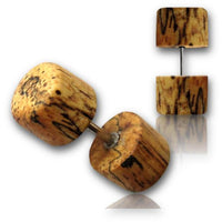 Load image into Gallery viewer, Fake Holzplug Holz 8mm Plug Lobe Piercing Edelstahl Stift 1mm rund kantig
