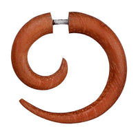 Cargar imagen en el visor de la galería, Ohrringe Holz Fake Piercing Spiralen Edelstahl Dehnschnecken
