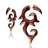 Cargar imagen en el visor de la galería, Fake Piercing Sono Holz dunkel braun gemasert 1mm Zacken Spiralen
