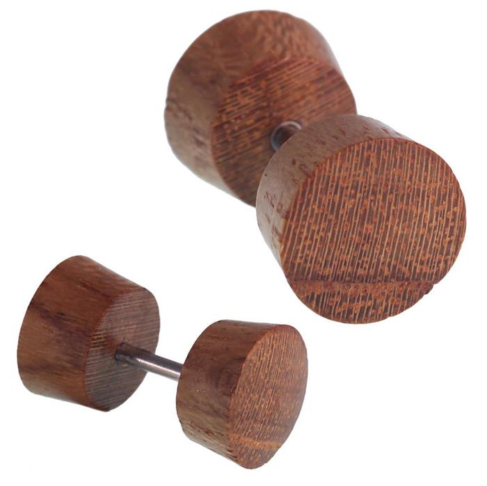 Fake Holz Plug Teakholz Schraubverschluss mittelbraun Maserung natürlich Piercing