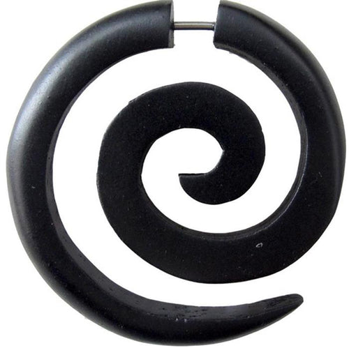 A black Fake Spirale Lobe Piercing Edelstahl Ohrstecker combines a spiral, open coil look with sturdy metal—ideal for fans of Holz Ohrring style who want the durability and elegance of an Edelstahl Dehnschnecke.