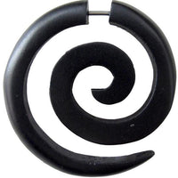 Cargar imagen en el visor de la galería, Fake Spirale Lobe Piercing Edelstahl Ohrstecker Dehnschnecke Holz Ohrring Dehner
