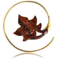 Cargar imagen en el visor de la galería, Fake Holz Piercing Narra Wood Brass Spirale gold
