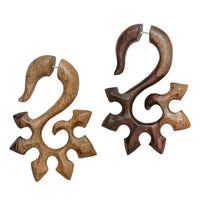 Load image into Gallery viewer, Fake Piercing Sonoholz Edelstahl handgeschnitzt groß hell dunkelbraun Dehner
