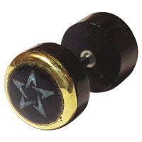 Load image into Gallery viewer, Fake Plug Piercing Edelstahl Holz Rand gold bemalt
