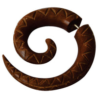 Load image into Gallery viewer, Fake Piercing Edelstahl Holz Zacken Dehnschnecke
