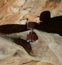 Load image into Gallery viewer, Fake Holz Plug Piercing Narraholz Kreuz Edelstahl

