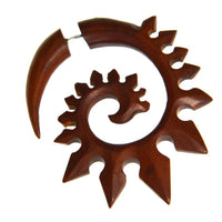 Cargar imagen en el visor de la galería, Tribal Fake Piercing Spirale Zacken Holz Edelstahl
