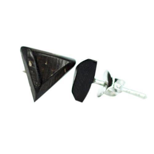 Kokosnuss Ohrstecker dreieckig dunkelbraun Holz hell gemasert 925er Sterling Silber Holzohrstecker