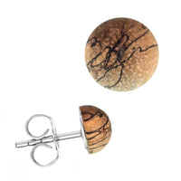 Load image into Gallery viewer, Holzohrstecker Edelstahl Halbkugel verschiedene Holzarten unisex
