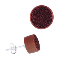 Load image into Gallery viewer, Holz Ohrstecker Edelstahl Perlmutt rund 8 mm Scheibe verschiedene Motive
