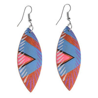 Load image into Gallery viewer, Holz Ohrringe teilweise bunt bemalt Edelstahl Bügel
