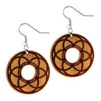 Load image into Gallery viewer, Ohrringe Jackfrucht Holz rund Edelstahl Silber Gravur
