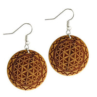 Load image into Gallery viewer, Ohrringe Jackfrucht Holz rund Edelstahl Silber Gravur
