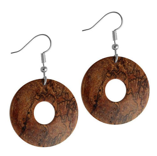 Ohrringe Holz Ringform Silber Edelstahl hell dunkel