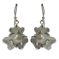 Load image into Gallery viewer, Blumendesign Kleeblatt Perle Perlenohrringe 925er Sterling Silber Ohrringe Ohrhänger Damen Schmuck
