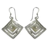 Load image into Gallery viewer, Silberohrringe Perle Rauten 925er Silber Ohrringe Ohrhänger Damen Schmuck
