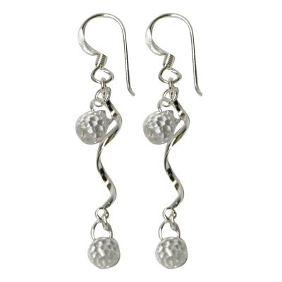 Zirkonia Ohrringe weiß spiralig 925 Sterling Silber 35 mm lang Silberohrringe