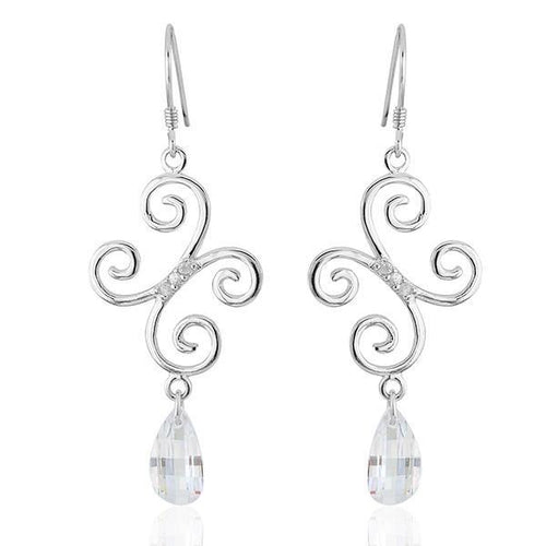 Ohrhänger Ohrringe 925er Sterling Silber nickelfrei Damen Zirkonia Schnörkel