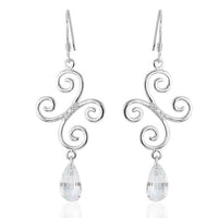 Load image into Gallery viewer, Ohrhänger Ohrringe 925er Sterling Silber nickelfrei Damen Zirkonia Schnörkel
